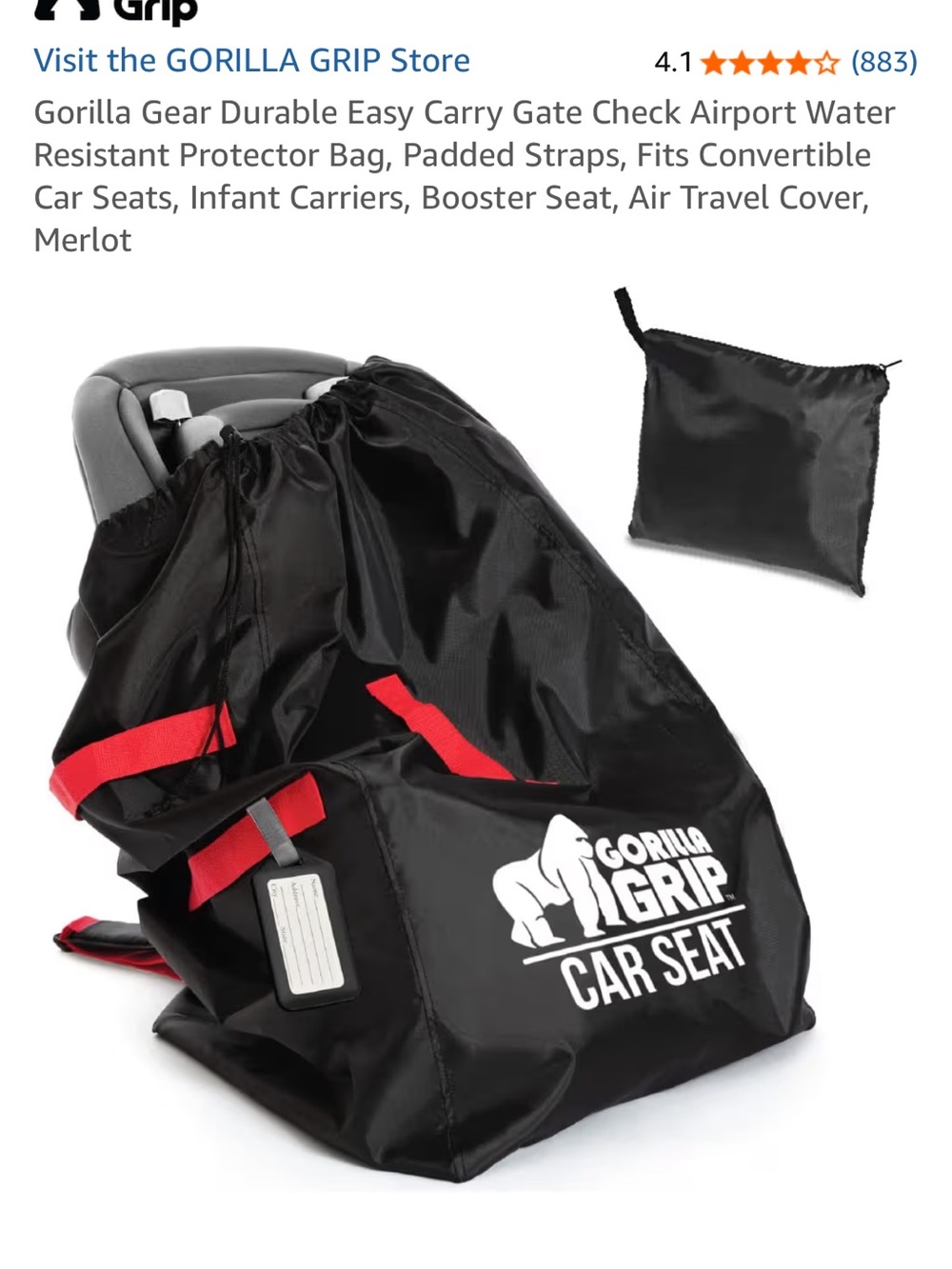 Gorilla grip Car Seat Travel Protector Bag